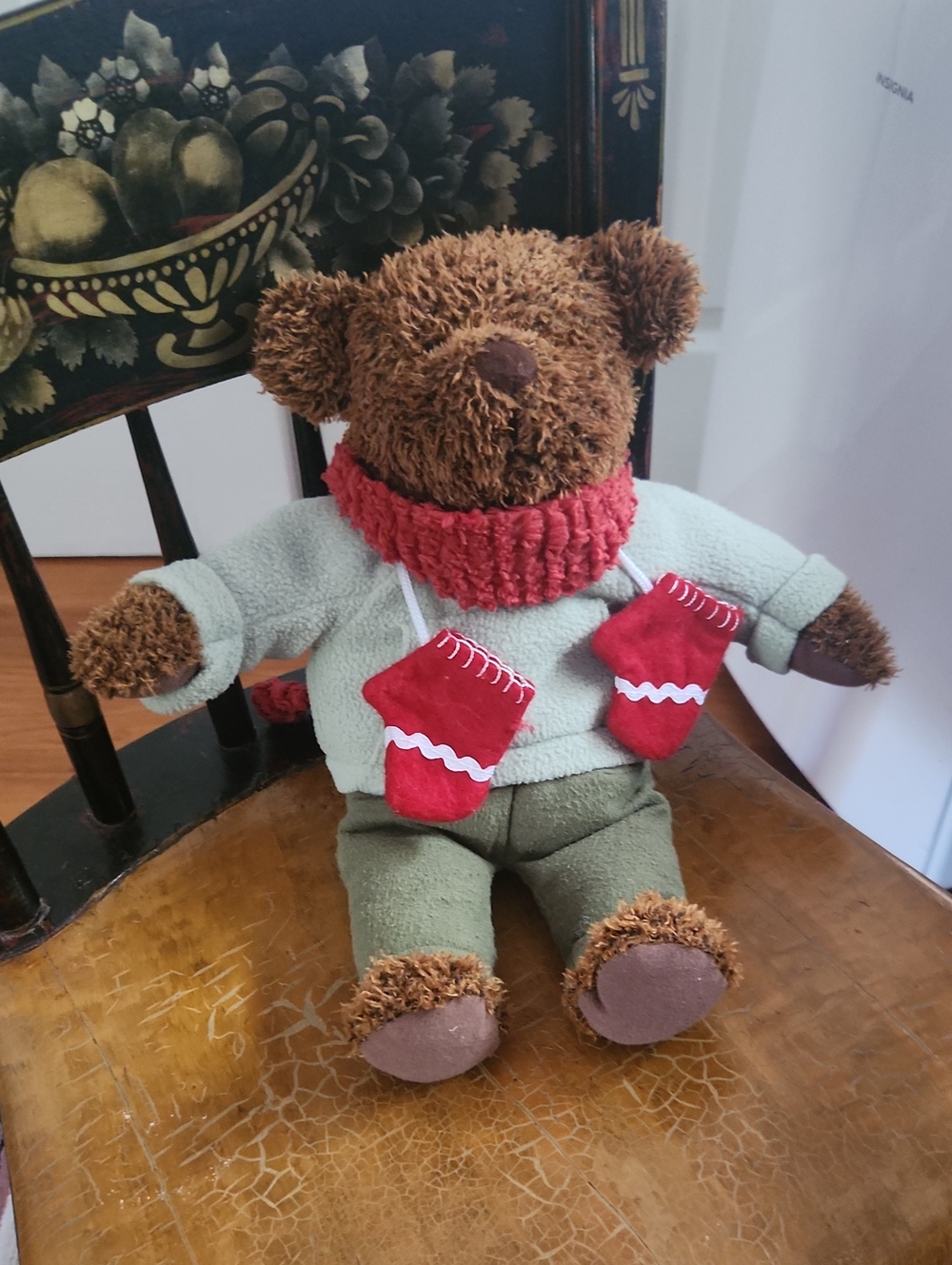 Hallmark Plush Brown Teddy Bear with Red Scarf and Mittens